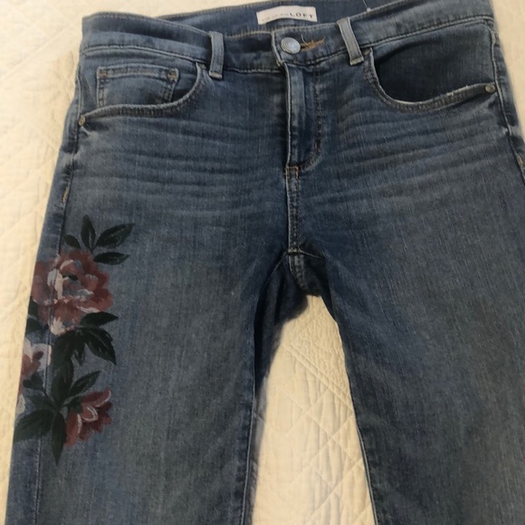 Like New Loft Floral Jeans - Picture 2 of 5